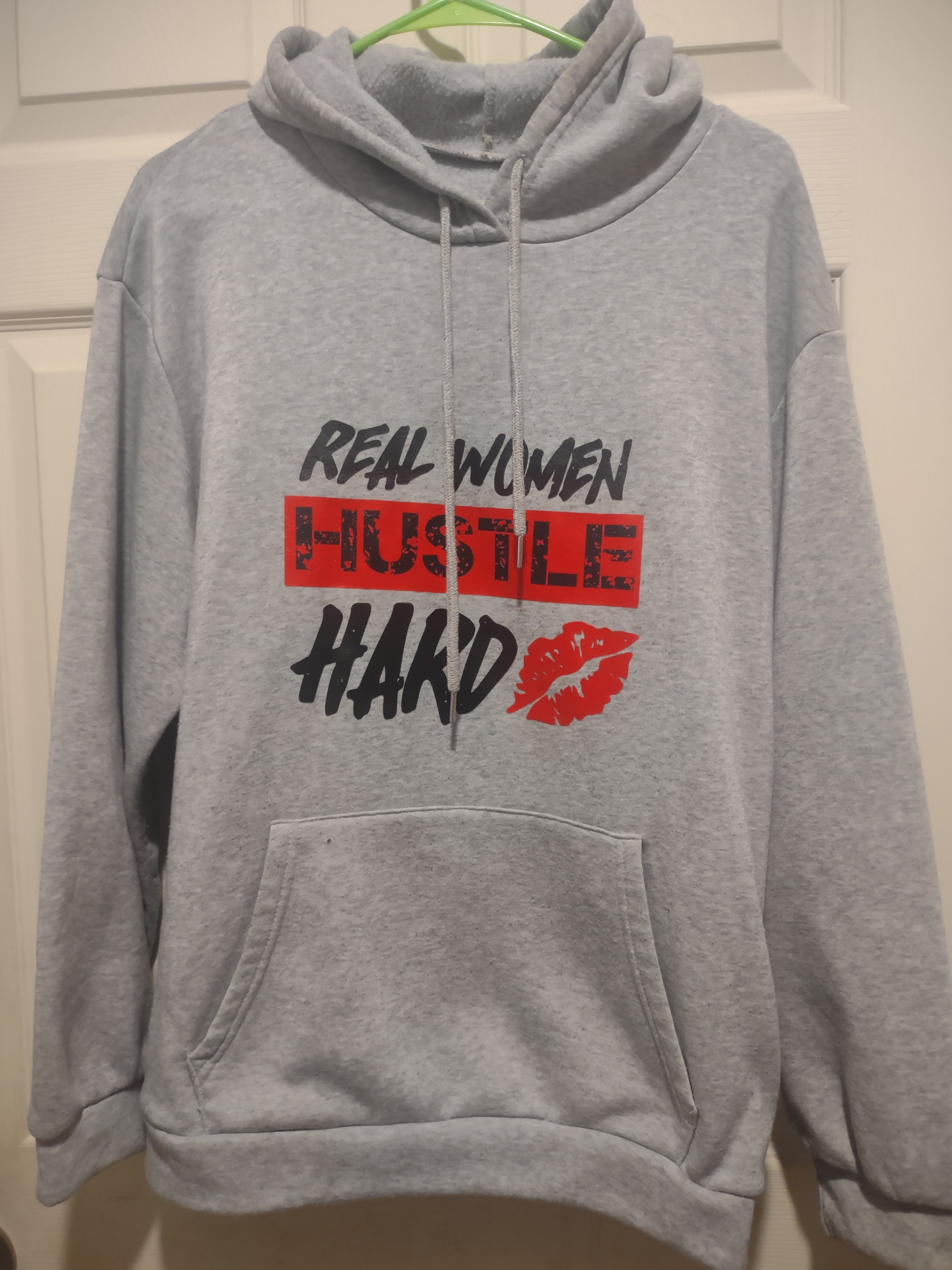 Gray Real Women Hustle Hard Graphic Hoodie Sweatshirt